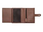Portefeuille "Luxe" en cuir marron fermeture patte - 13 cm 4 volets - PM-016-01 