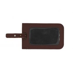 Porte étiquette en cuir marron