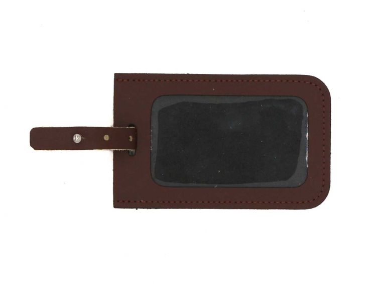 Porte étiquette en cuir marron