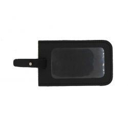 Porte étiquette en cuir noir