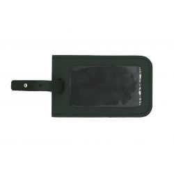 Porte étiquette en cuir vert