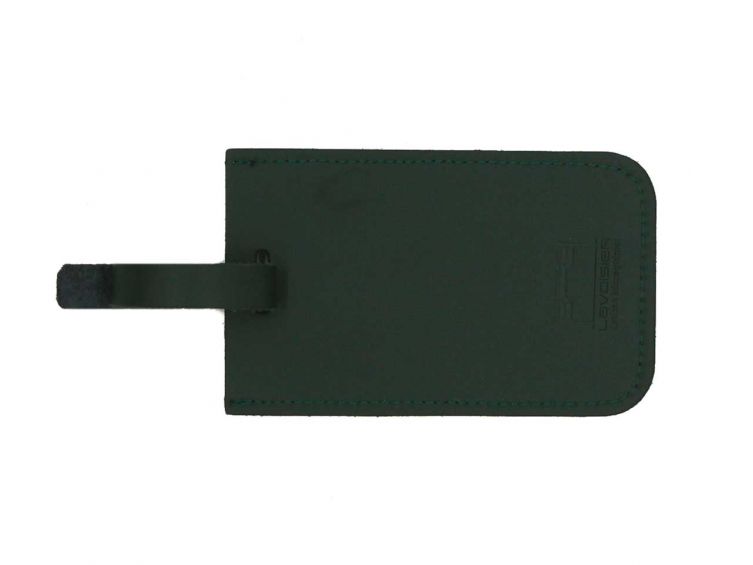 Porte étiquette en cuir vert