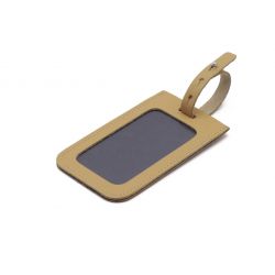 Porte étiquette en cuir beige