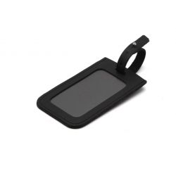 Porte étiquette en cuir noir