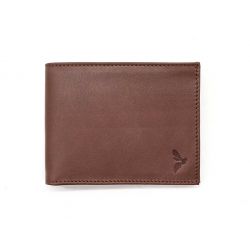 Portefeuille "Luxe" en cuir marron - 12 cm 2 volets à l'italienne - PM-015-01