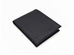 Portefeuille "Luxe" en cuir noir - 12 cm 2 volets à l'italienne - PM-015-01