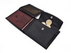 Portefeuille "Luxe" en cuir noir - 12 cm 2 volets à l'italienne - PM-015-01