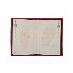 Protège passeport "Luxe" en cuir rouge - simple 2 volets - PM-032-01