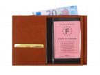 Portefeuille double rabat en cuir fauve - 969 grand