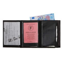 Portefeuille double rabat en cuir noir - 969 grand