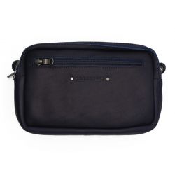 Sacoche à bandoulière double compartiment en cuir marine - 9400