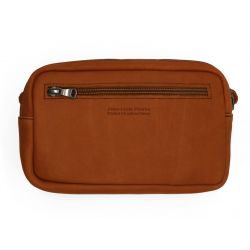 Sacoche à bandoulière double compartiment en cuir fauve - 9400