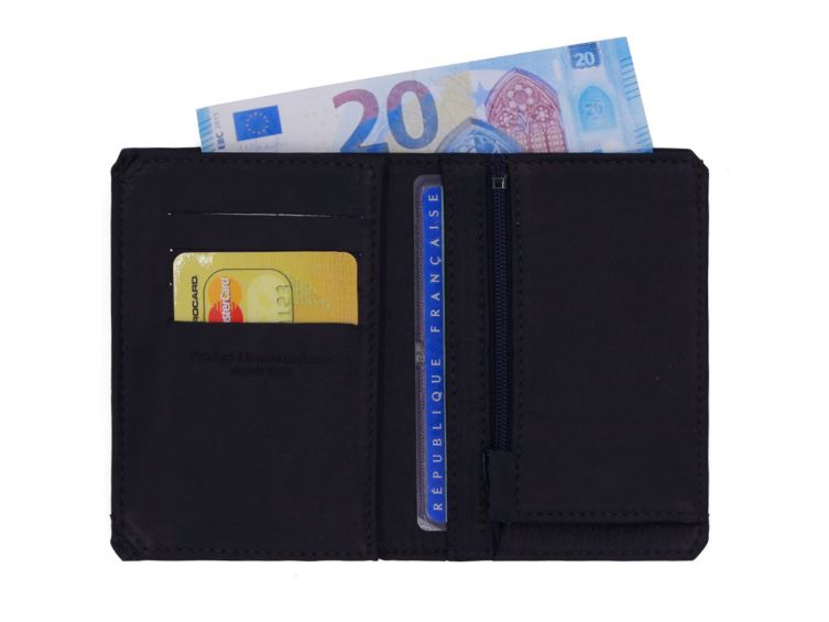 Portefeuille anti-RFID en cuir marine- 949 X