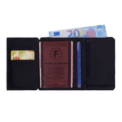 Portefeuille anti-RFID en cuir marine- 949 X