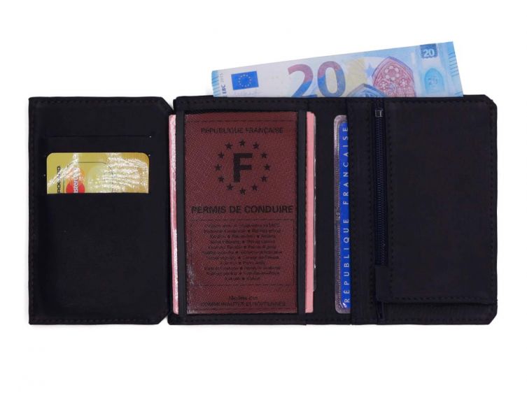Portefeuille anti-RFID en cuir marine- 949 X