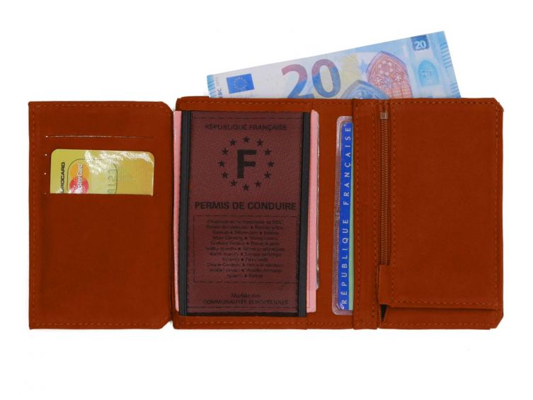 Portefeuille anti-RFID en cuir fauve - 949 X