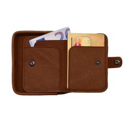 Porte-monnaie carré en cuir cognac - 9247