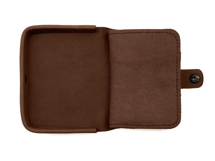 Porte-monnaie carré en cuir cognac - 9247