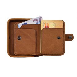 Porte-monnaie carré en cuir fauve - 9247