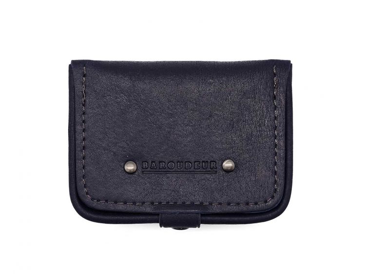Porte-monnaie carré en cuir marine - 9247