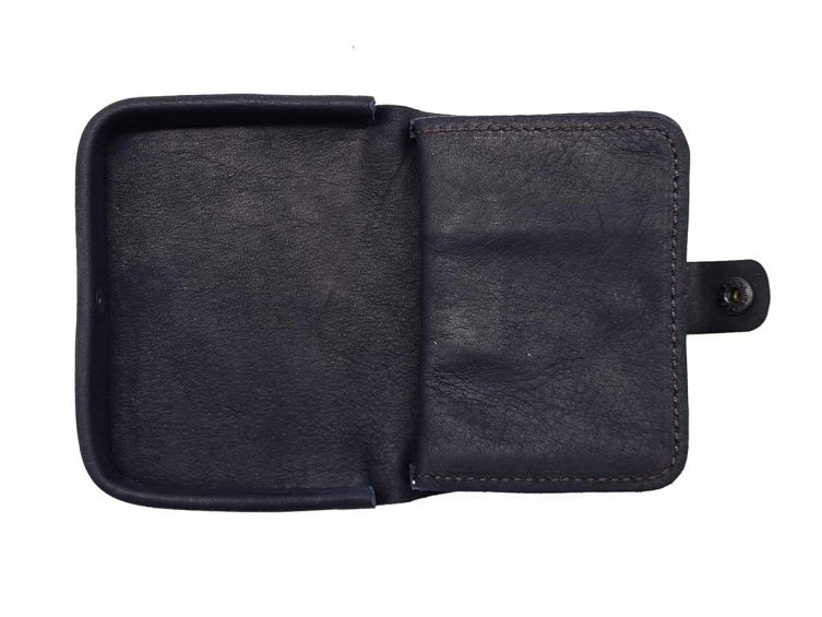 Porte-monnaie carré en cuir marine - 9247