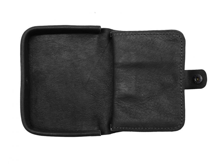 Porte-monnaie carré en cuir noir - 9247