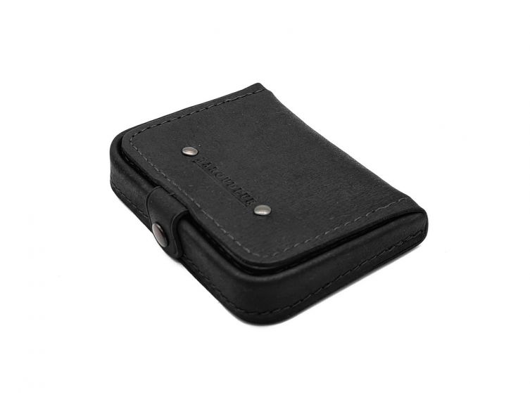 Porte-monnaie carré en cuir noir - 9247