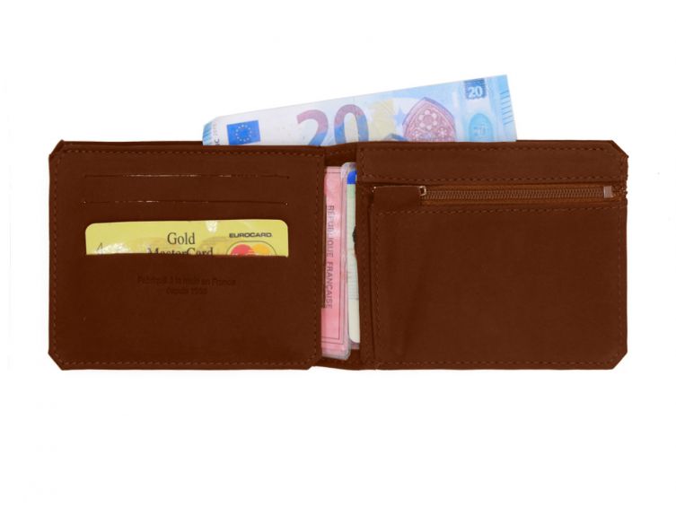 Portefeuille anti-RFID en cuir cognac - 9110 X