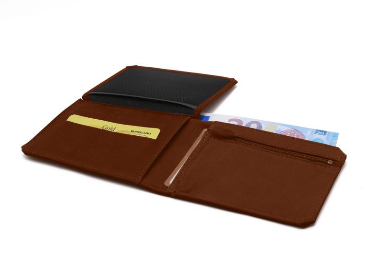 Portefeuille anti-RFID en cuir cognac - 9110 X