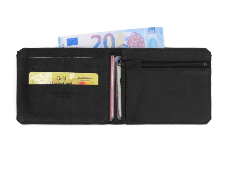 Portefeuille anti-RFID en cuir noir - 9110 X