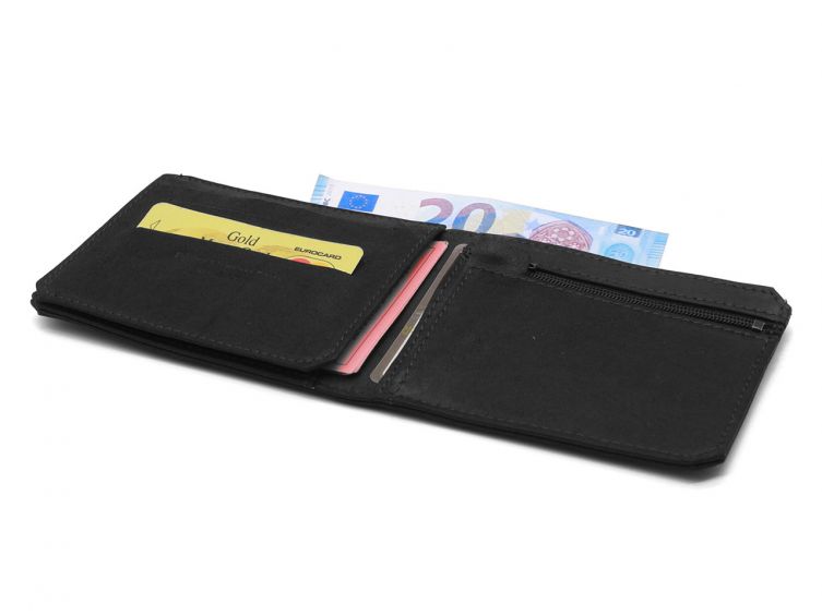 Portefeuille anti-RFID en cuir noir - 9110 X
