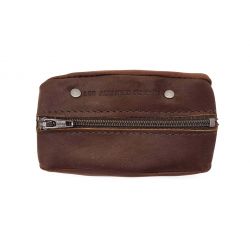 Porte monnaie grain de café en cuir cognac - 9230