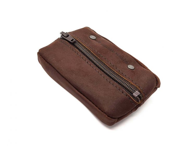 Porte monnaie grain de café en cuir cognac - 9230