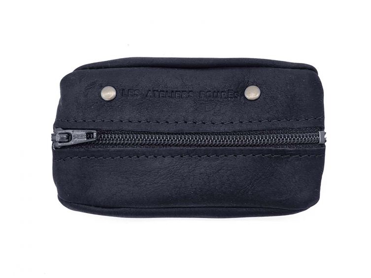 Porte monnaie grain de café en cuir marine - 9230