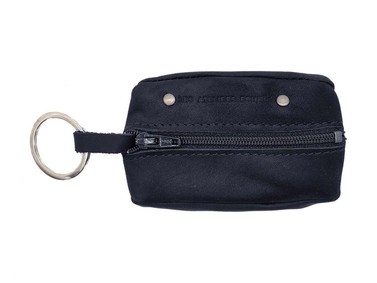 Porte monnaie grain de café en cuir marine - 9230