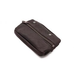 Porte monnaie grain de café en cuir marron foncé - 9230
