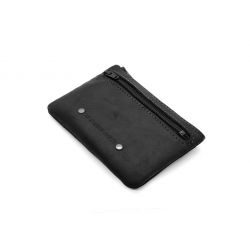 Porte monnaie et carte en cuir noir - 9106