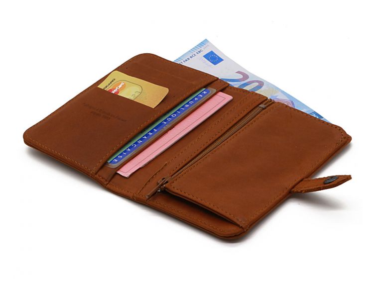 Portefeuille 2 volets en cuir fauve- 901