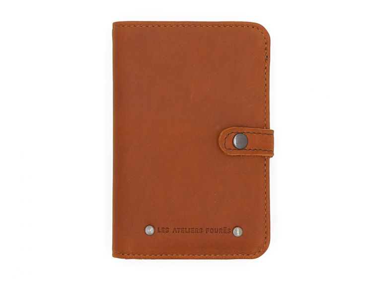 Portefeuille 2 volets en cuir fauve- 901