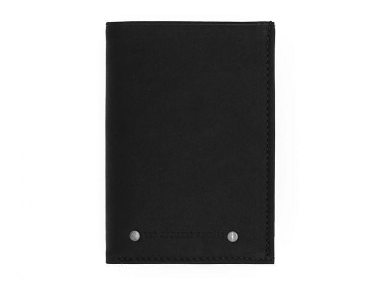Portefeuille double rabat en cuir noir - 954 petit