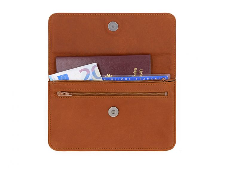 Compagnon format Iphone X+ en cuir fauve - 999