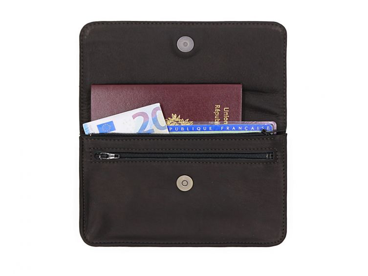 Compagnon format Iphone X+ en cuir noir - 999