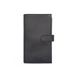 Compagnon "Luxe" en cuir noir - 2 volets avec patte - PM-025-01