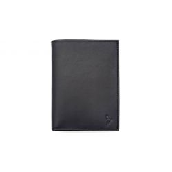 Portefeuille "Luxe" en cuir noir - 15 cm, 3 volets - PM-005-01