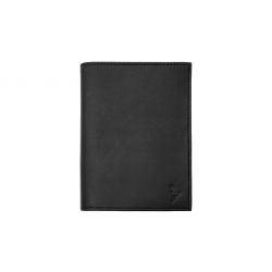 Portefeuille "Luxe" en cuir noir - 15 cm, 2 volets - PM-006-01