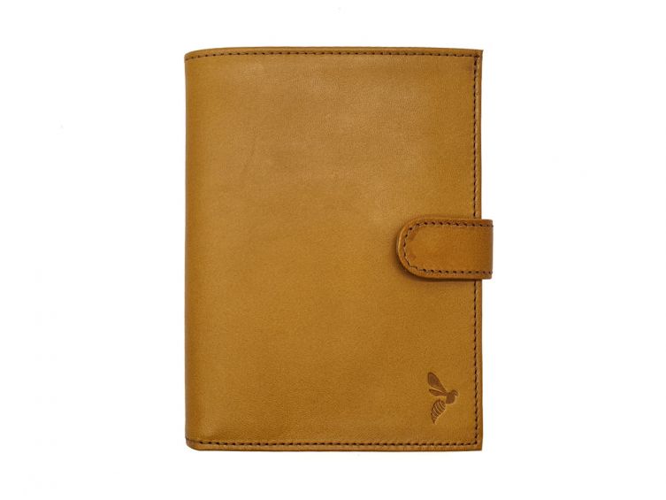 Portefeuille "Luxe" en cuir gold - 15 cm, 3 volets avec patte - PM-009-01