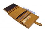 Portefeuille "Luxe" en cuir gold - 15 cm, 3 volets avec patte - PM-009-01