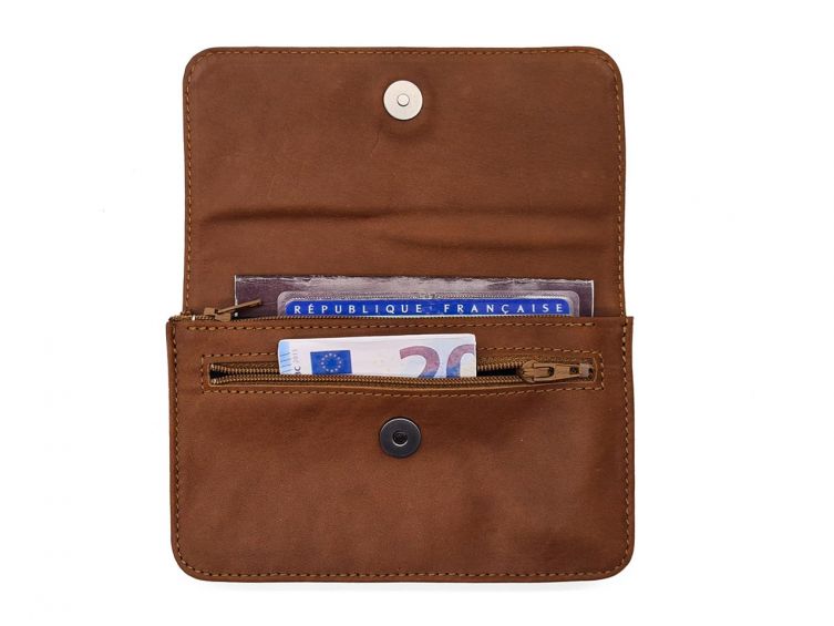 Compagnon format Iphone X en cuir fauve - 998