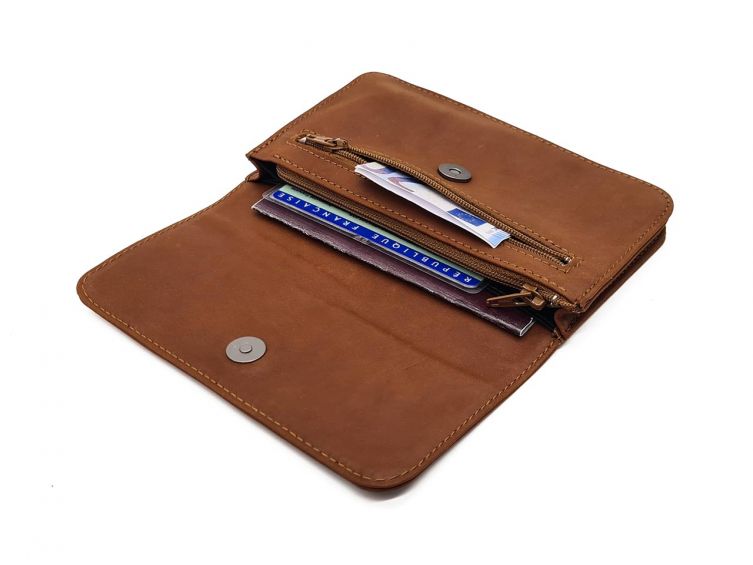 Compagnon format Iphone X en cuir fauve - 998
