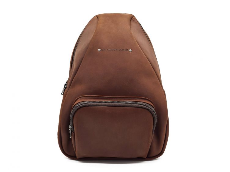 Sac à dos poire en cuir cognac - 9319